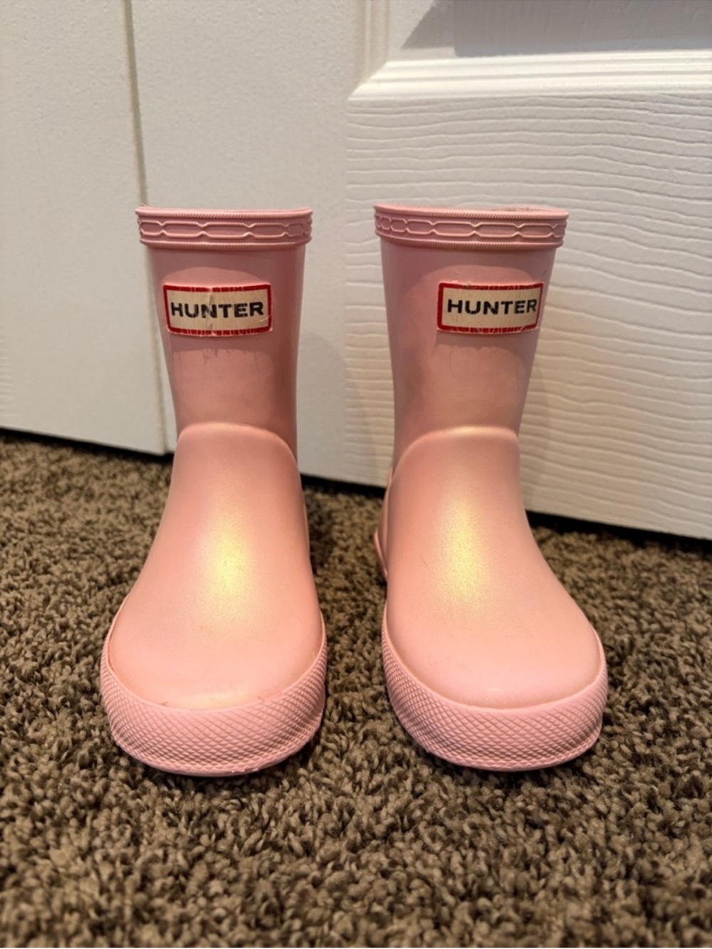 Hunter Kids Pink Glossy Rain Boots